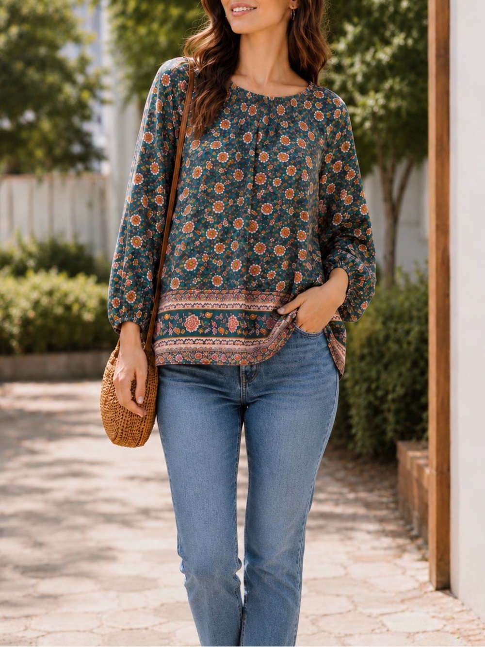 Lauren Conrad Women’s Floral Peasant Blouse Size XL